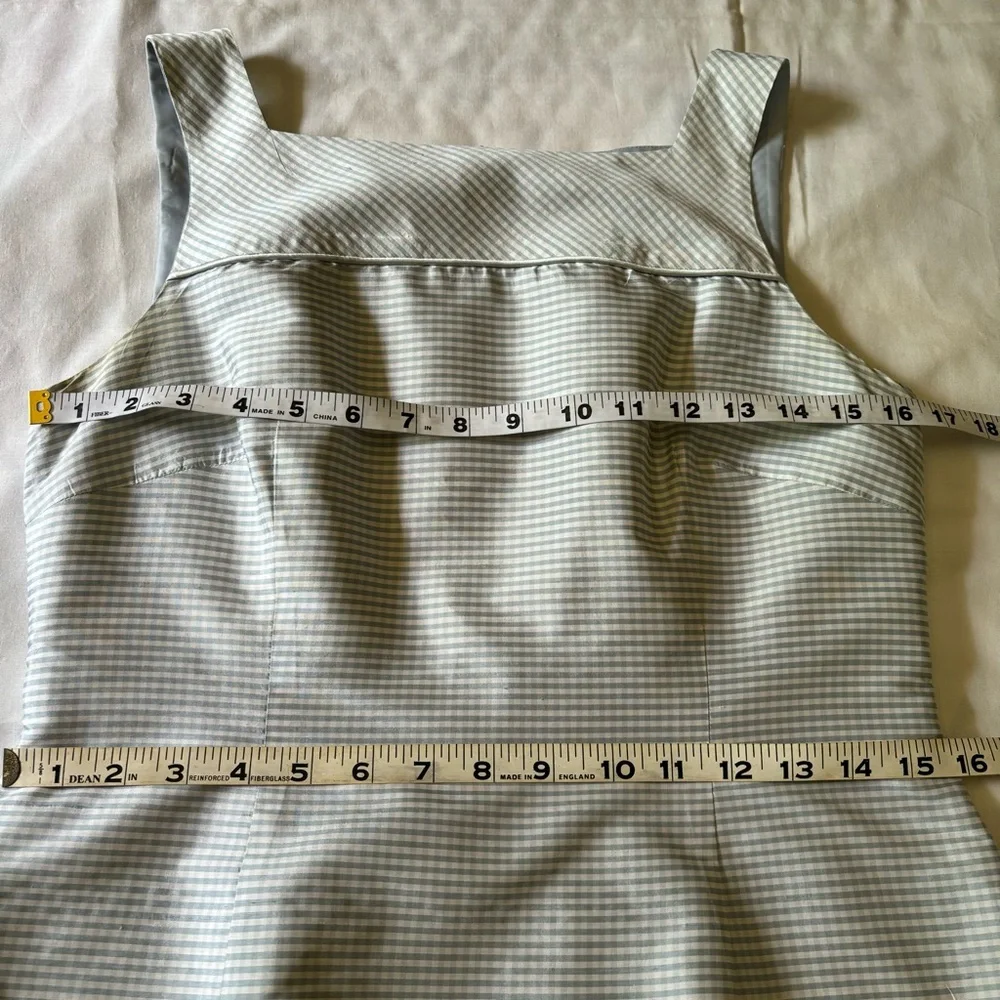 Talbots Silk Baby blue Gingham Sleeveless Shift fully lined mini Dress Sz 6 - Picture 10 of 12